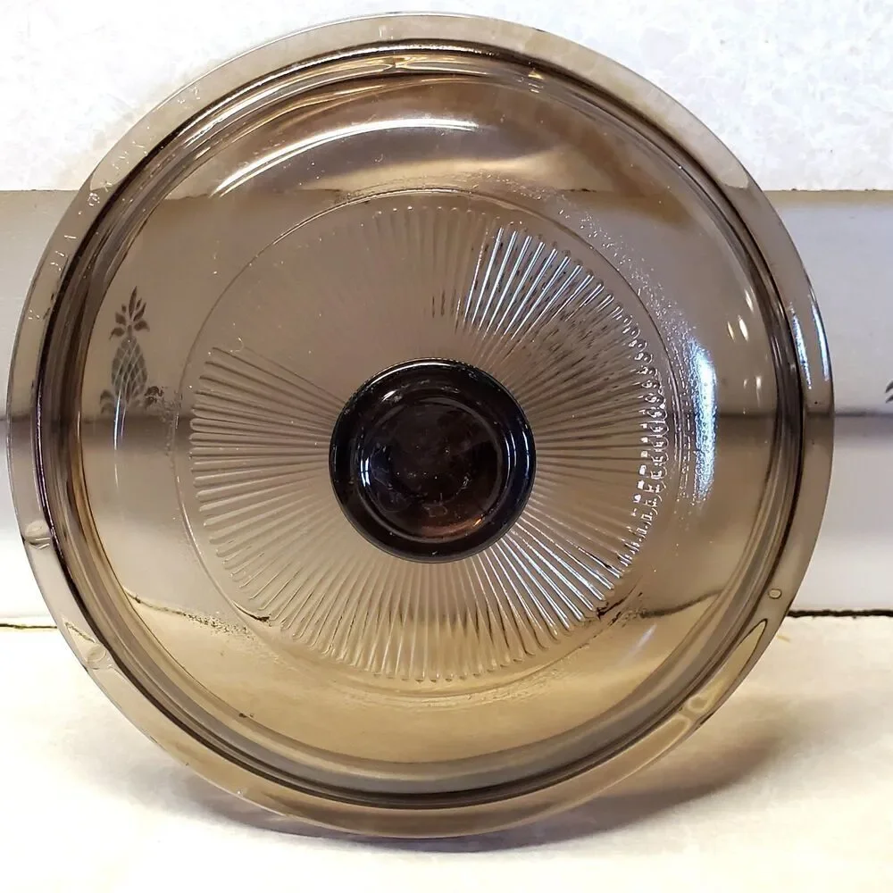 Visions Amber Glass Lid V-1-C for 1 qt. Pan or Casserole Pyrex Round Ribbing